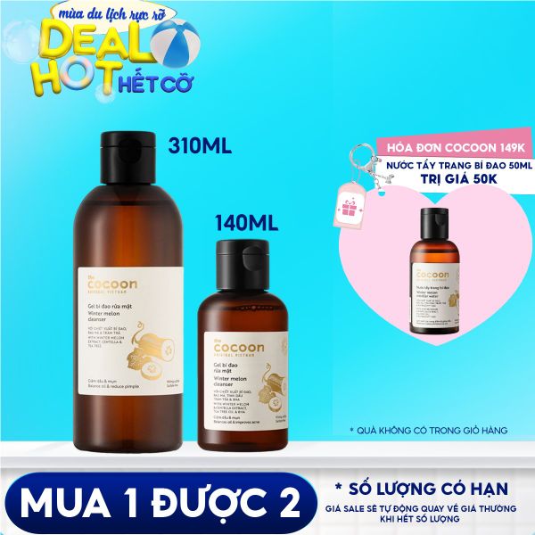 Gel Rửa Mặt Làm Sạch Da Dịu Nhẹ Chiết Xuất Bí Đao Cocoon Winter Melon Cleanser