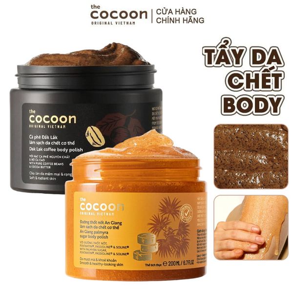  Tẩy Da Chết Body Cocoon Làm Đều Màu Da Và Dưỡng Mịn Da Chiết Xuất Cà Phê Dak Lak, Đường Thốt Nốt An Giang Body Polish 