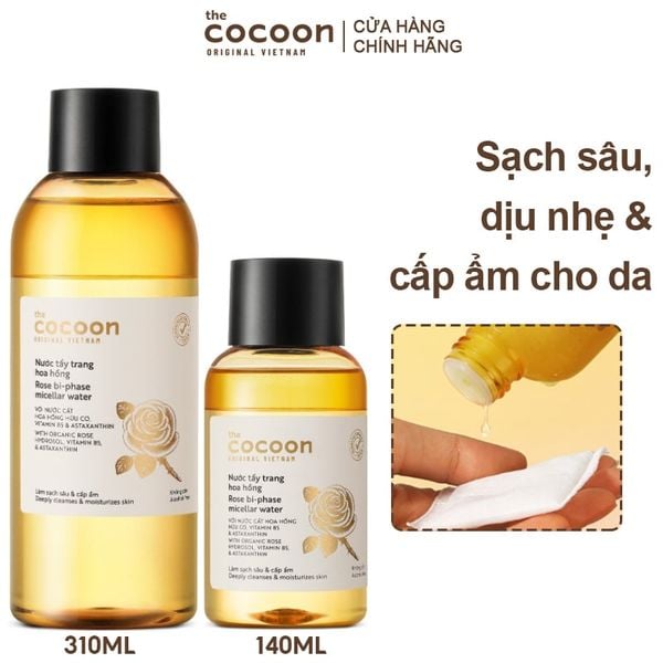  Nước Tẩy Trang Cocoon Làm Sạch Sâu, Cấp Ẩm Rose Bi-Phase Micellar Water 