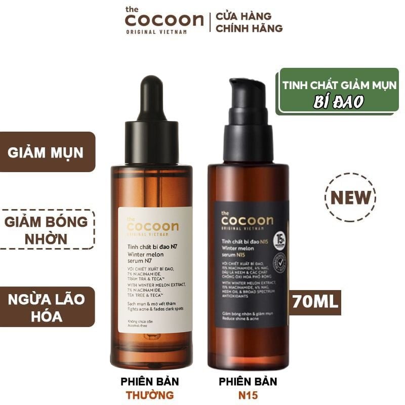 Serum Cocoon Tinh Chất Hỗ Trợ Giảm Mụn, Làm Mờ Vết Thâm Xuất Bí Đao Cocoon Winter Melon Serum 70ml