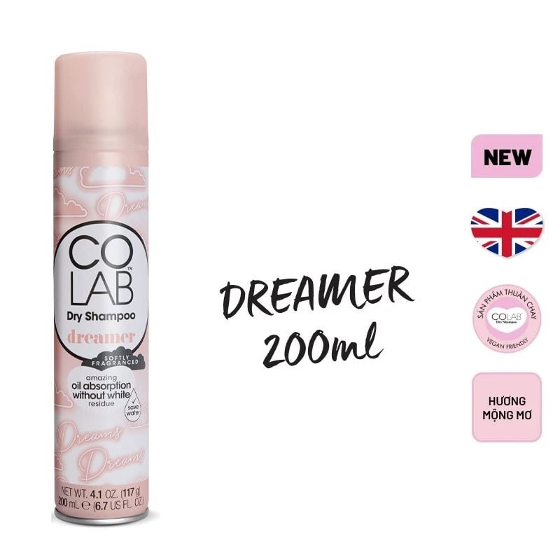 Dầu Gội Khô Bảo Vệ Tóc Khỏi Tia UV, Tạo Tóc Phồng Vào Nếp Colab Dry Shampoo