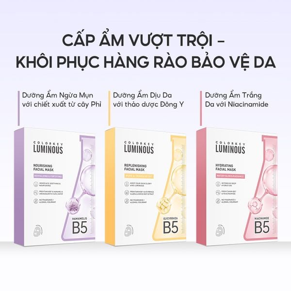  Mặt Nạ Giấy Colorkey Dưỡng Ẩm, Làm Dịu Da, Hỗ Trợ Dưỡng Sáng Facial Mask 