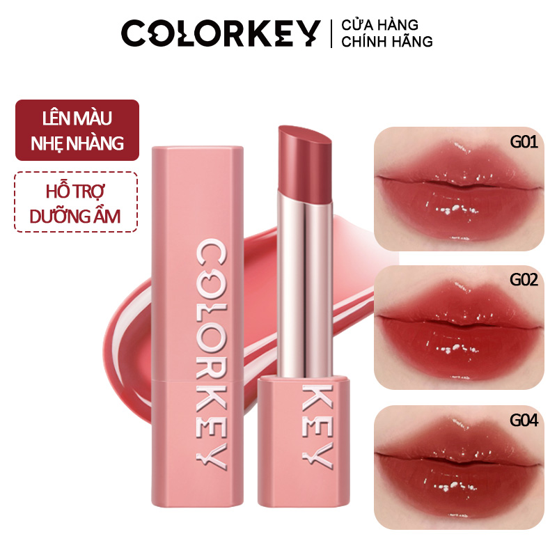 Son Thỏi Có Màu Colorkey Dưỡng Ẩm, Căng Bóng Môi Juicy Glow Lipstick 3g