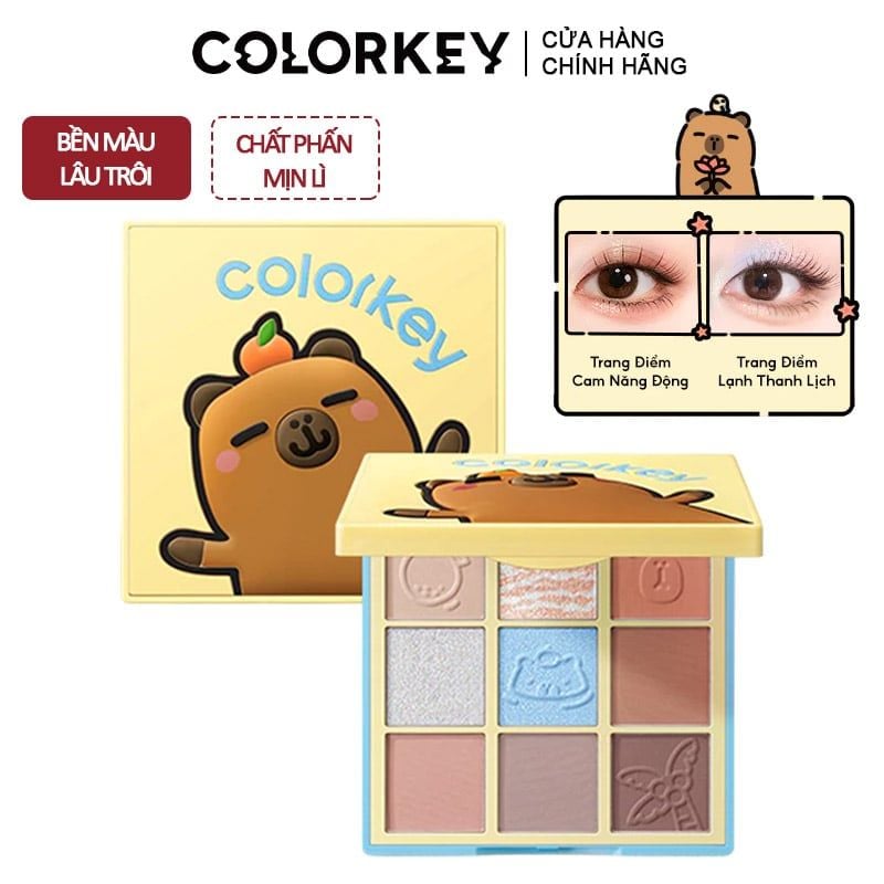 Bảng Phấn Mắt 9 Ô Màu Colorkey Orange Capybara Nine Shades Eyeshadow Palette 13.5g