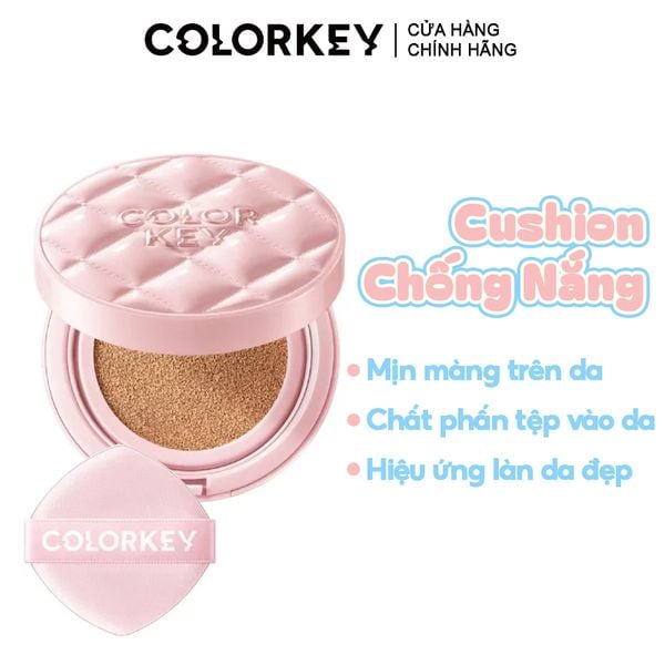  Cushion Chống Nắng Colorkey Mỏng Nhẹ, Bền Lâu Long Lasting Flawless Brightening Cushion Cream SPF50+ PA++++ 11g 