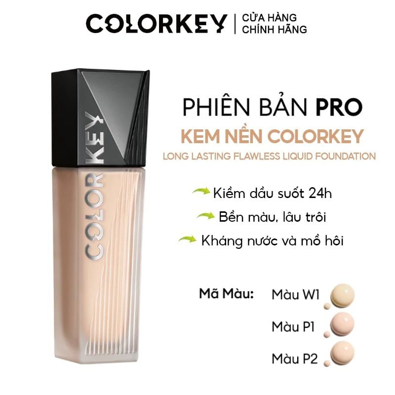 Kem Nền Mỏng Nhẹ, Lâu Trôi, Dành Cho Da Dầu Colorkey Long Lasting Flawless Liquid Foundation 30g
