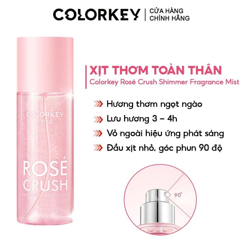 Xịt Thơm Toàn Thân Colorkey Rosé Rosé Crush Shimmer Fragrance Mist 100ml