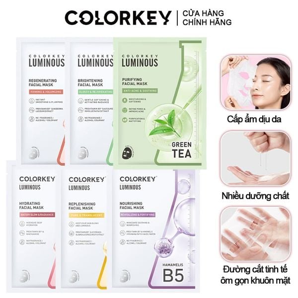  Mặt Nạ Giấy Colorkey Dưỡng Ẩm, Làm Dịu Da, Hỗ Trợ Dưỡng Sáng Facial Mask 
