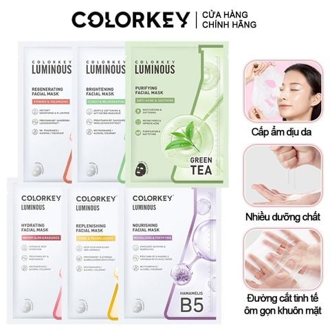 Mặt Nạ Giấy Colorkey Dưỡng Ẩm, Làm Dịu Da, Hỗ Trợ Dưỡng Sáng Facial Mask