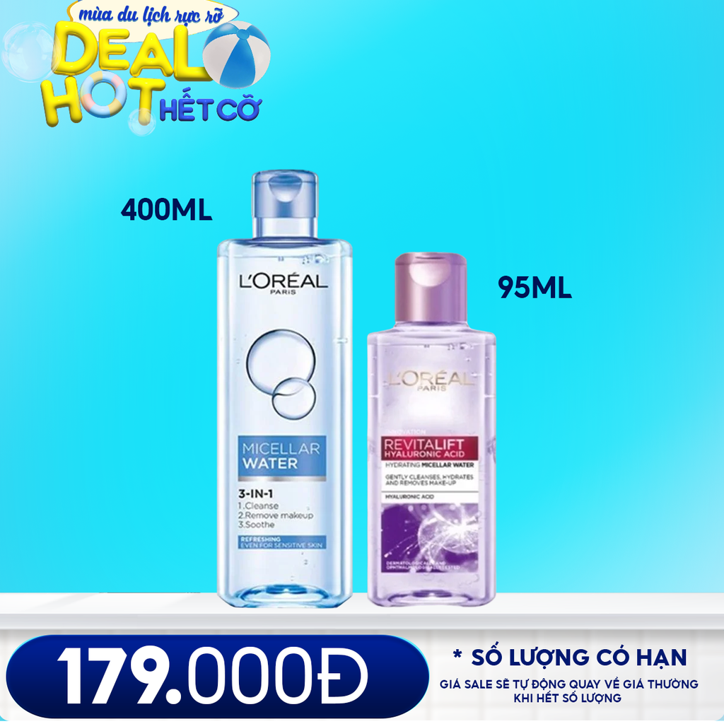 Nước Tẩy Trang Làm Sạch Tươi Mát, Dưỡng Ẩm Cho Da L'Oreal 3-in-1 Micellar Water