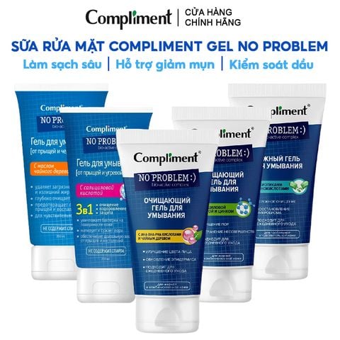  Sữa Rửa Mặt Compliment Làm Sạch Sâu, Hỗ Trợ Giảm Mụn Gel No Problem 200ml 