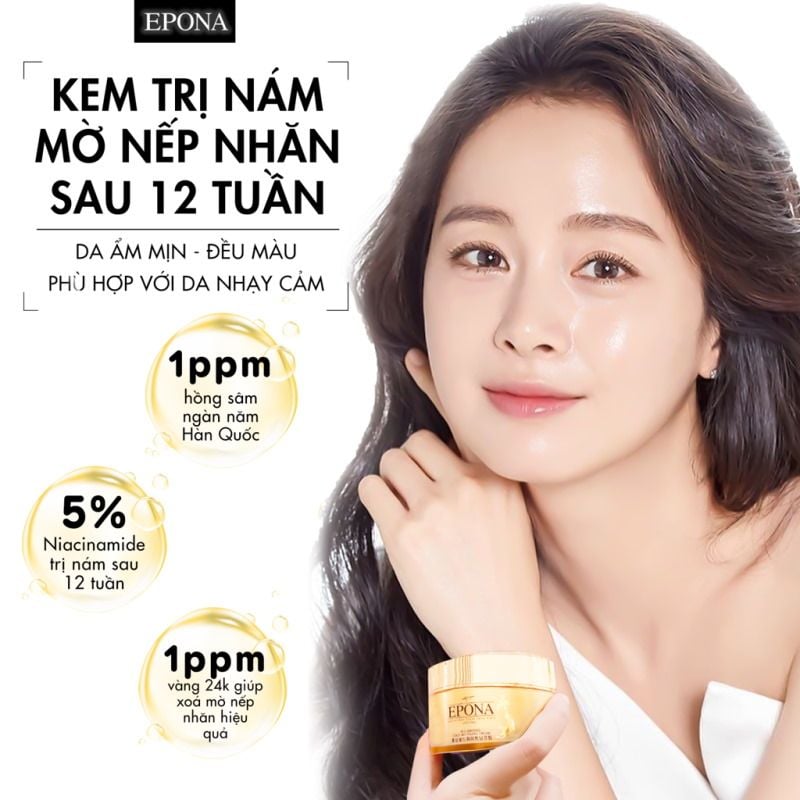 Kem Dưỡng Trắng Da Chiết Xuất Hồng Sâm Epona Red Ginseng Gold Whitening Cream 50ml