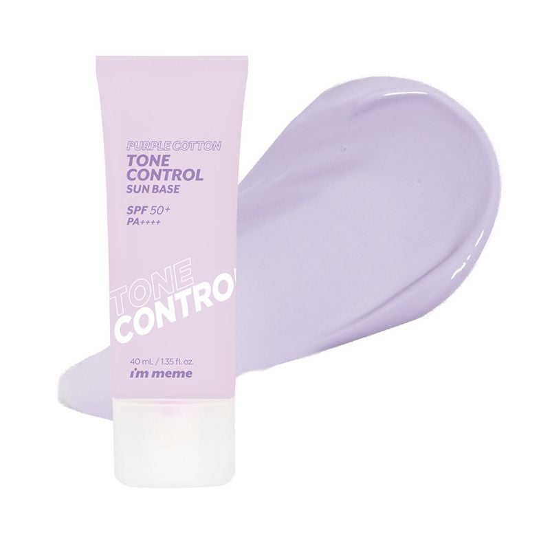 Kem Lót Chống Nắng Nâng Tông I'm meme Làm Đều Màu Da Purple Cotton Tone Control Sun Base 40g