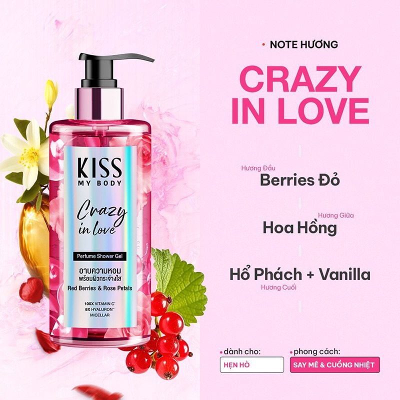 Sữa Tắm Sạch Sâu Hương Nước Hoa Kiss My Body Perfume Shower Gel - Crazy In Love