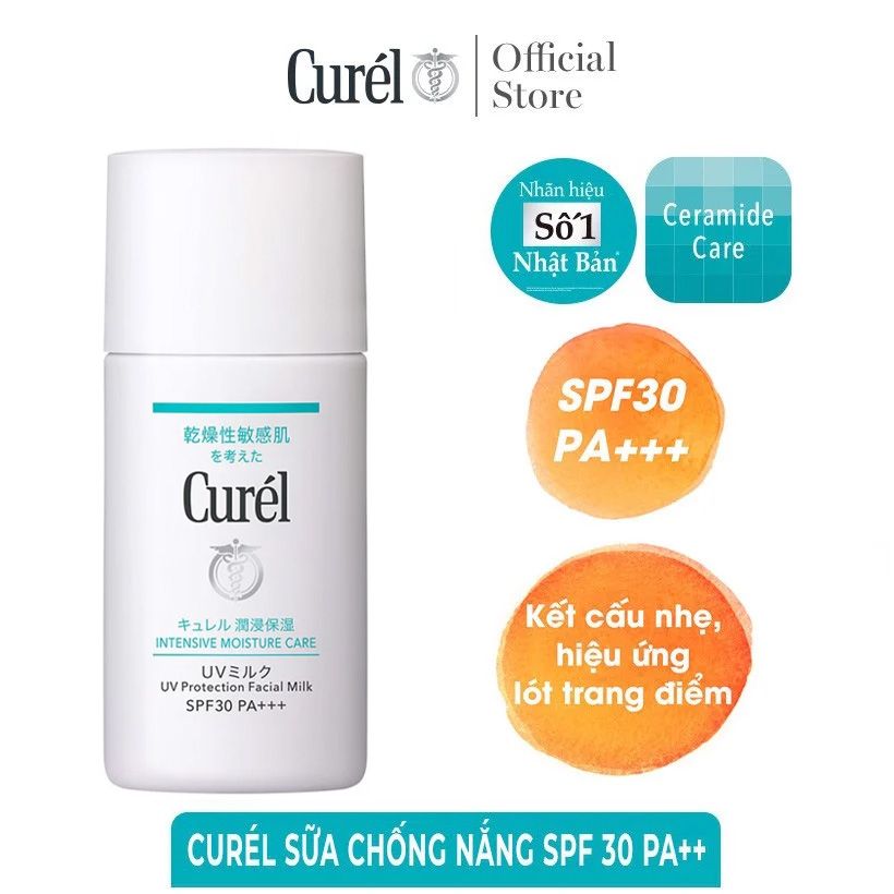 Sữa Chống Nắng Dành Cho Da Khô, Nhạy Cảm Curél UV Protection Face Milk SPF30/PA+++ 30ml