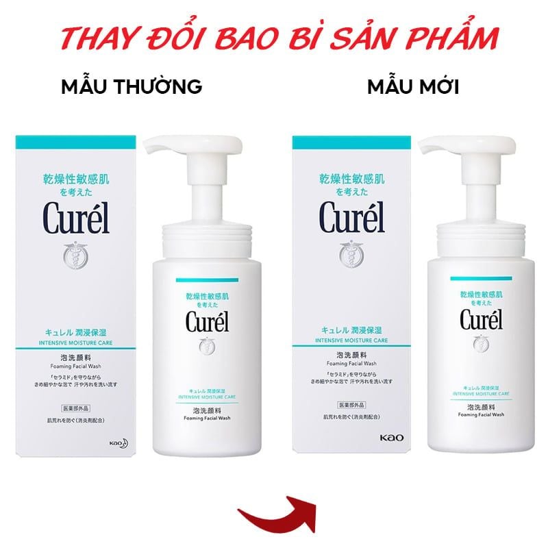 Sữa Rửa Mặt Curél Dạng Bọt Cấp Ẩm Chuyên Sâu Intensive Moisture Care Foaming Facial Wash 150ml
