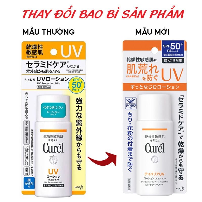 Sữa Chống Nắng Vật Lý Dưỡng Ẩm, Bảo Vệ Da Curél UV Protection Milk SPF50+/PA+++ 60ml