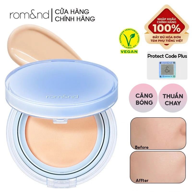 [VE-EASY] Phấn Nước Trang Điểm Che Phủ Tự Nhiên, Căng Bóng Thuần Chay Romand Bare Water Cushion SPF38/PA++++ 20g