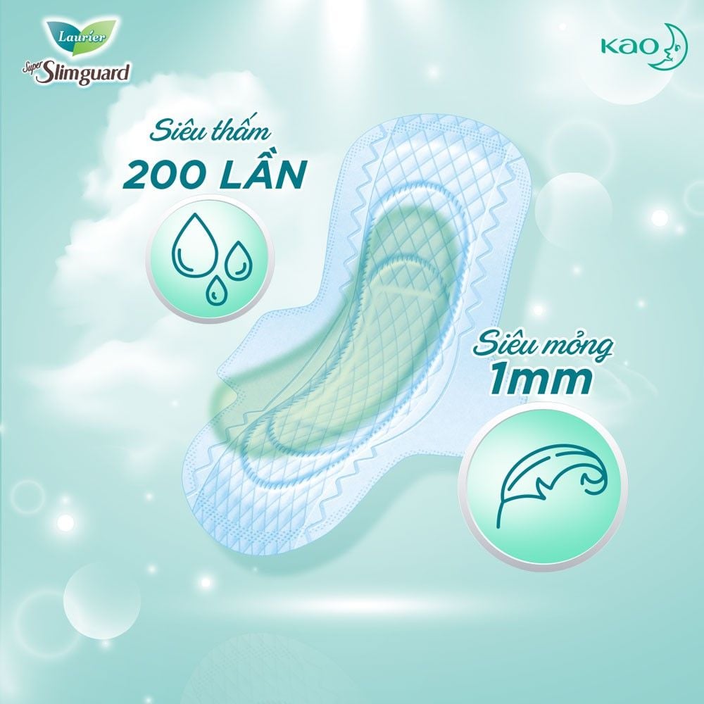 [Tặng Kèm 4 Miếng] Băng Vệ Sinh Laurier Siêu Mỏng Kháng Khuẩn Super Slimguard 22.5cm - 16 Miếng (Che tên sản phẩm khi giao hàng)