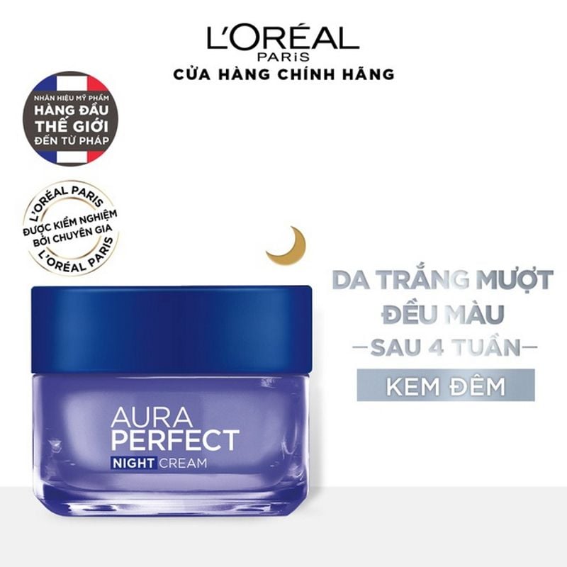 Kem Dưỡng Trắng, Đều Màu Da Ban Đêm L'oreal Aura Perfect Night Cream 50ml