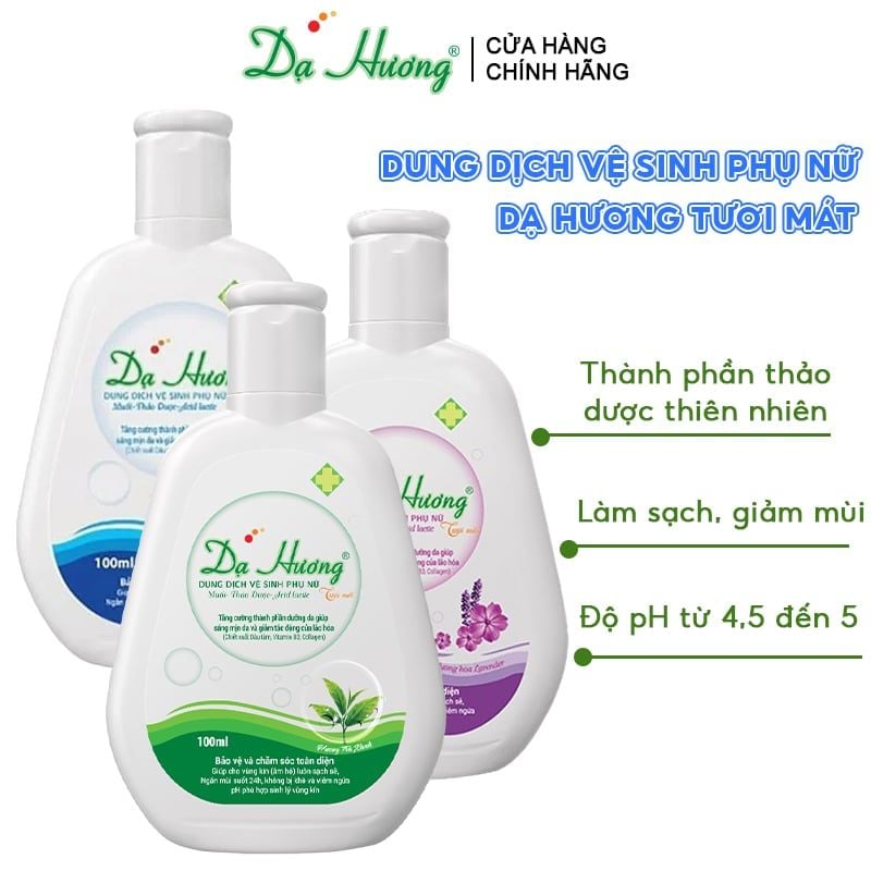 Dung Dịch Vệ Sinh Phụ Nữ Dạ Hương Tươi Mát, Lô Hội, Lavender 100ml (Che tên sản phẩm khi giao hàng)