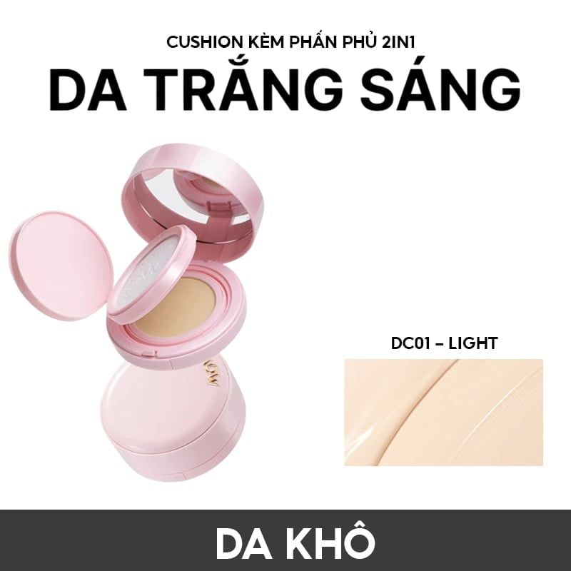 Phấn Nước Kèm Phấn Phủ 2in1 MENOW Kiềm Dầu, Dưỡng Ẩm Light Makeup Powder Cushion Powder Cream 17g