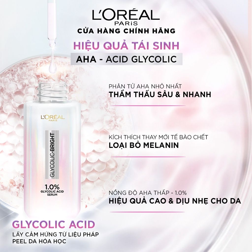 Serum L'oreal Tinh Chất Mờ Thâm Nám Sau 2 Tuần L'oreal Glycolic-Bright Instant Glowing Serum 30ml