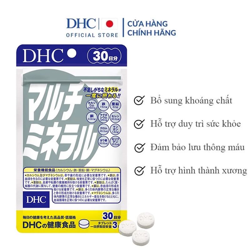 [GÓI 90 VIÊN/ 30 NGÀY] Viên Uống Bổ Sung Khoáng Chất Tổng Hợp, Cải Thiện Da Mụn DHC Multi Minerals