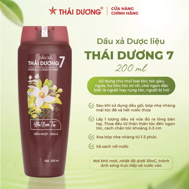 Dầu Xả Dược Liệu Thái Dương 7 Hoa Bưởi Tây 200ml