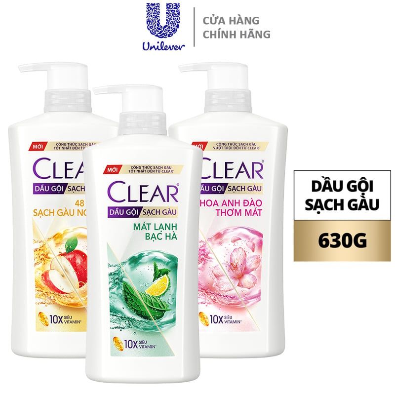 [630g] Dầu Gội Sạch Gàu, Nuôi Dưỡng Da Đầu Clear #BẠC HÀ