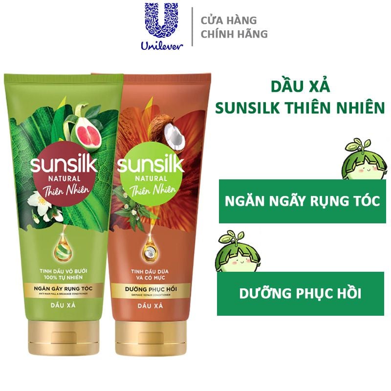 Dầu Xả Sunsilk Thiên Nhiên Ngăn Gãy Rụng và Dưỡng Phục Hồi Tóc 330ml