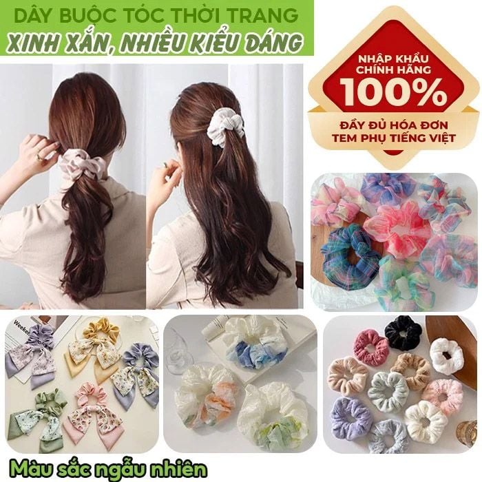 [NHẬP KHẨU] Dây Buộc Tóc Xinh Xắn, Thời Trang, Họa Tiết Dễ Thương, Phong Cách Hàn Quốc UNK Hair Bands Scrunchies