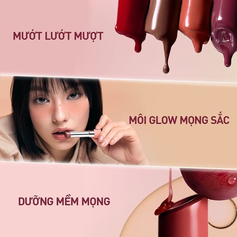 Son Bóng Dưỡng Môi Có Màu 3CE Glazy Lip Glow 5g