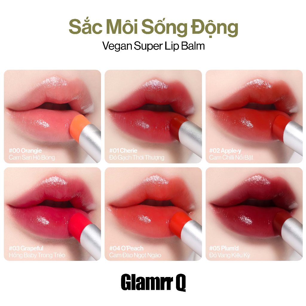 Son Dưỡng Có Màu Glamrr Q Thuần Chay Vegan Super Lip Balm 4.5g