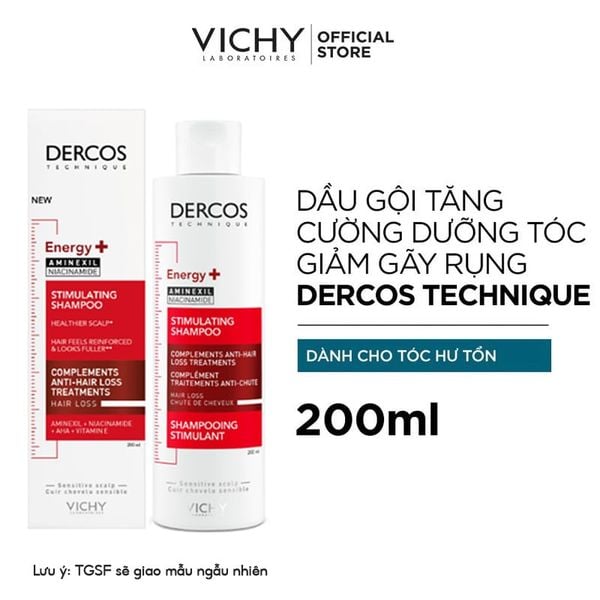  [200ml] Dầu Gội Vichy Hỗ Trợ Giảm Rụng Tóc Dercos Energising Stimulating Shampoo 