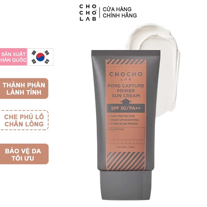 Kem Chống Nắng Chocho's Lab Che Phủ Lỗ Chân Lông Pore Capture Primer Sun Cream SPF30/PA++ 30ml