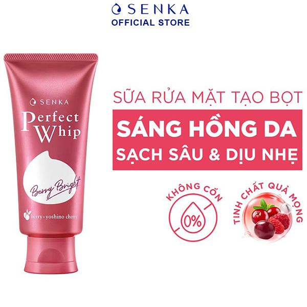 Sữa Rửa Mặt Làm Sạch Sâu, Sáng Hồng Senka Perfect Whip Berry Bright 100g