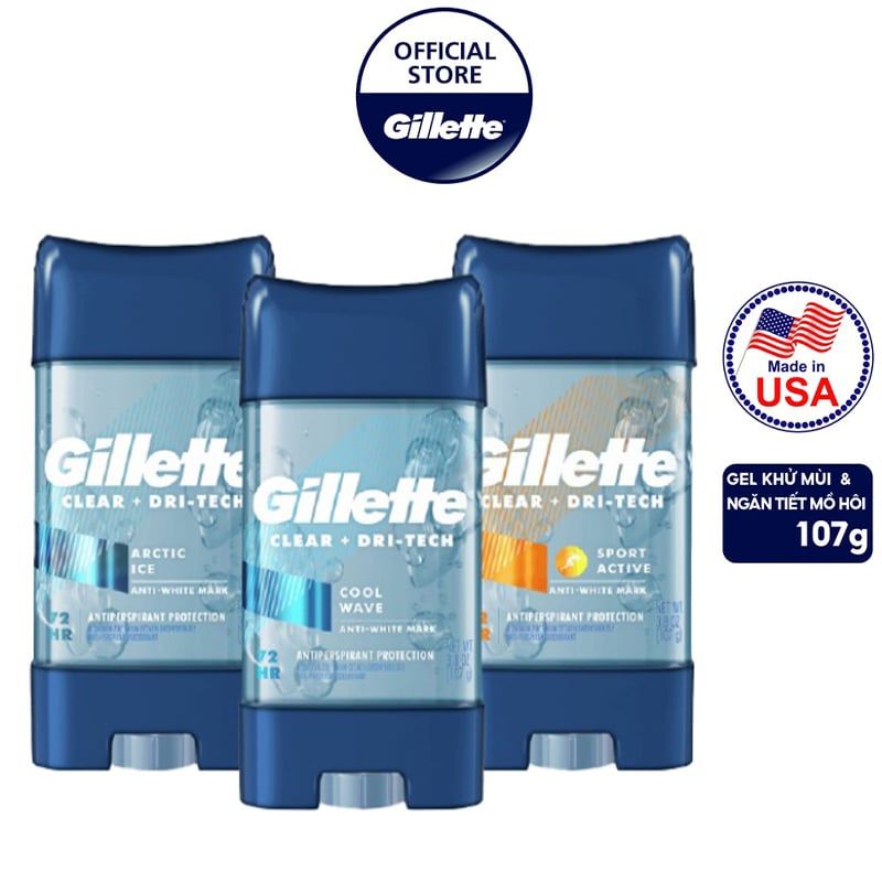 Lăn Khử Mùi Hỗ Trợ Giảm Tiết Mồ Hôi Dạng Gel Gillette Clear + Dri-Tech Anti-Perspirant 107g (Che tên sản phẩm khi giao hàng)