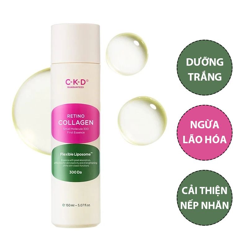 Serum C-K-D Tinh Chất Dưỡng Trắng, Cải Thiện Nếp Nhăn C-K-D Retino Collagen Small Molecule 300 First Essence 150ml