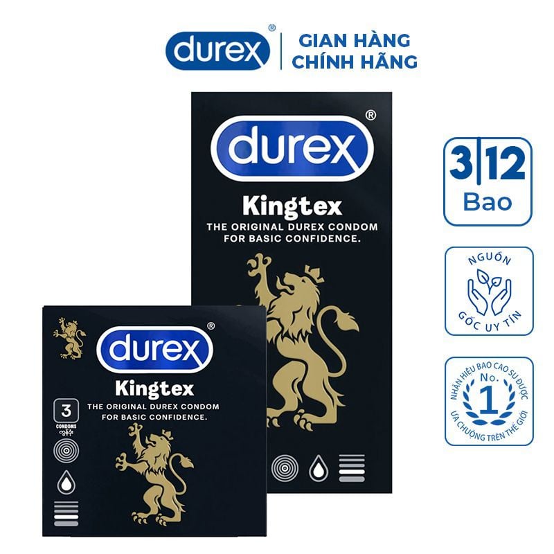 [HỘP 3 CÁI] Bao Cao Su Durex Kingtex Condoms (Che tên sản phẩm khi giao hàng)