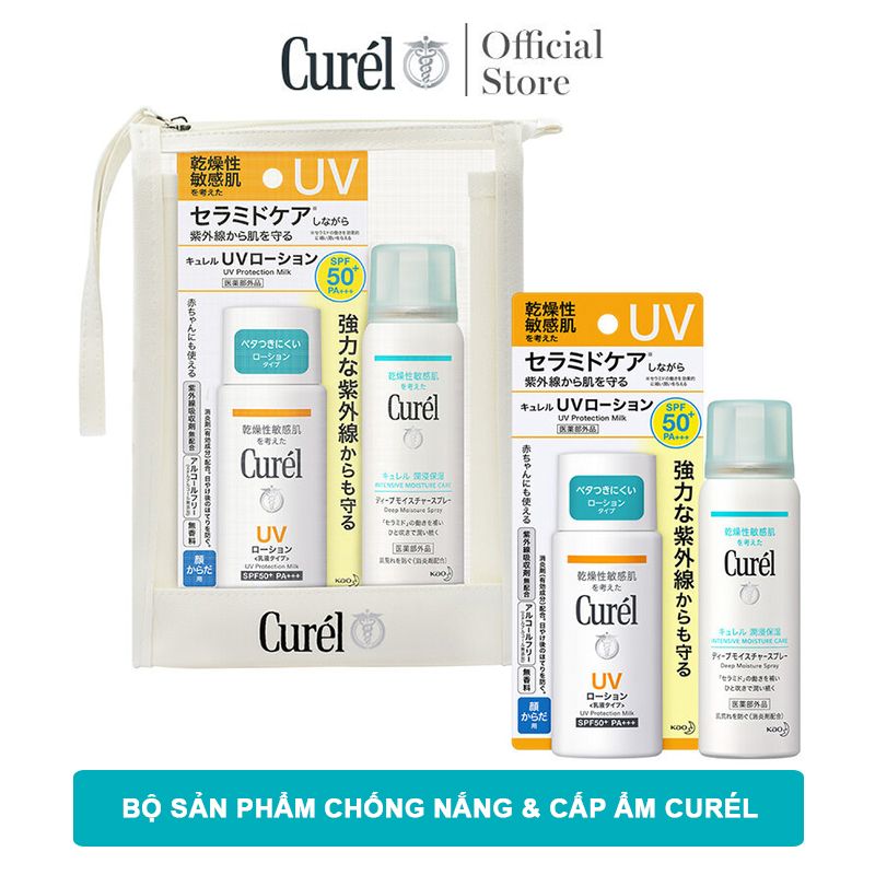 [2 Items] Bộ Đôi Chống Nắng & Cấp Ẩm Curél (Sữa Chống Nắng 60ml + Xịt Dưỡng 60g)