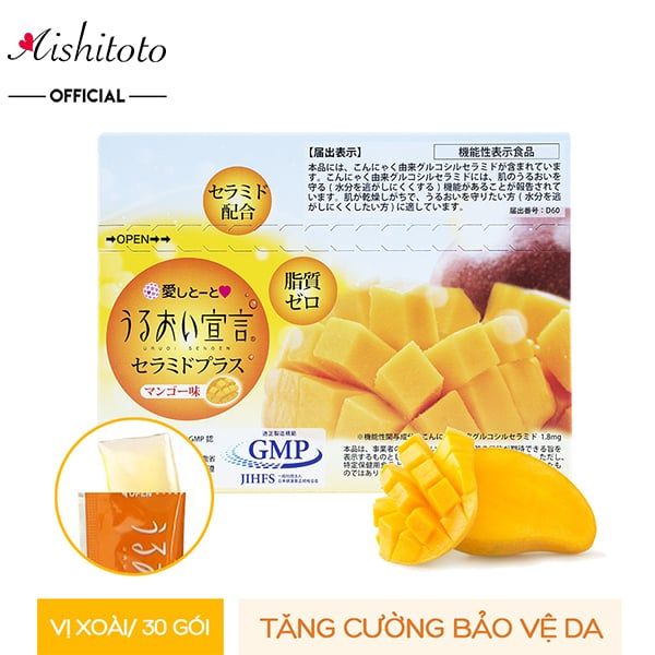 [Hộp 30 gói] Thạch Bổ Sung Collagen Vị Xoài Aishitoto Collagen Jelly Ceramide Mango 300g