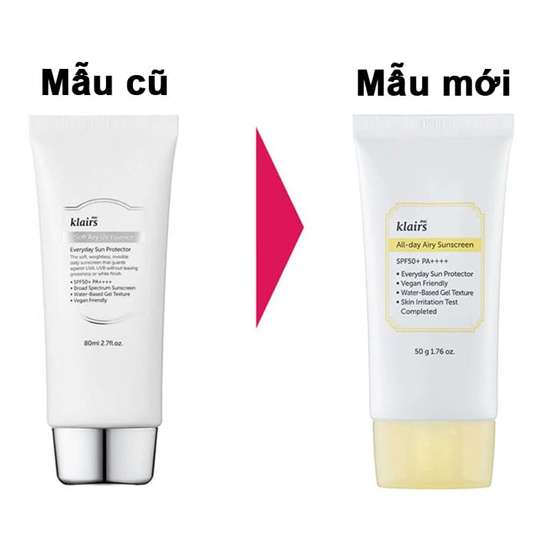 Kem Chống Nắng Mỏng Nhẹ, Cấp Ẩm Cho Da Klairs All Day Airy Sunscreen SPF50+ PA++++ 50g