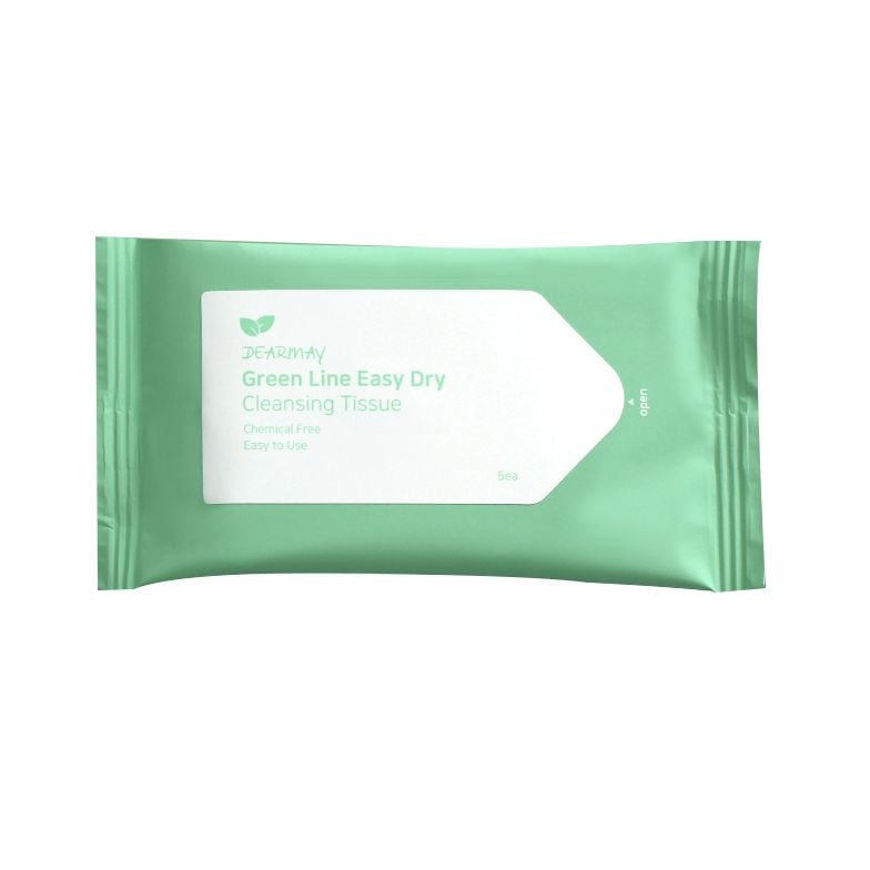[Gói 5 Miếng] Khăn Giấy Khô Tẩy Trang Dearmay Làm Sạch Da Green Line Easy Dry Cleansing Tissue