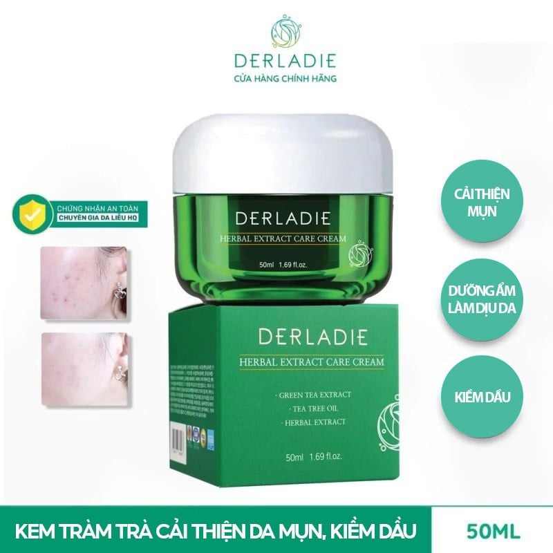 Kem Dưỡng Derladie Cải Thiện Mụn Kiềm Dầu 12H Herbal Extract Care Cream 50ml