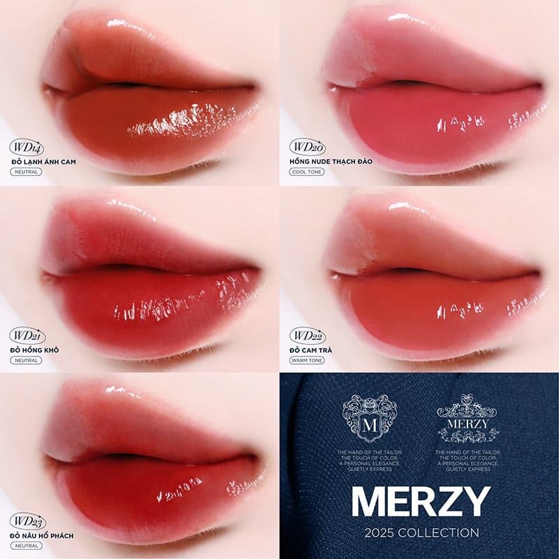 [New][NEW DEW] Son Tint Bóng Merzy Dạng Thạch, Bền Màu, Lâu Trôi Cho Đôi Môi Căng Mọng, Ẩm Mịn The Watery Dew Tint