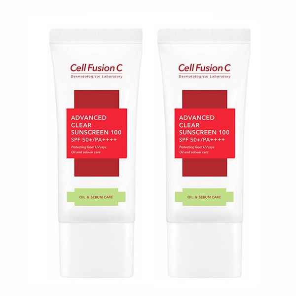 Kem Chống Nắng Cell Fusion C Giảm Mụn, Kiềm Dầu, Loại Bỏ Tế Bào Chết  Advanced Clear Sunscreen 100 SPF50+/PA+++ 35ml/2 Tuýp