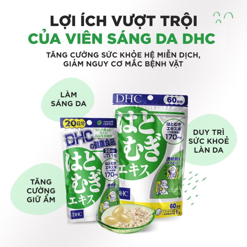 Viên Uống Hỗ Trợ Trắng Da Từ Bột Ý Dĩ DHC Adlay Extract (30 Viên/30 Ngày)