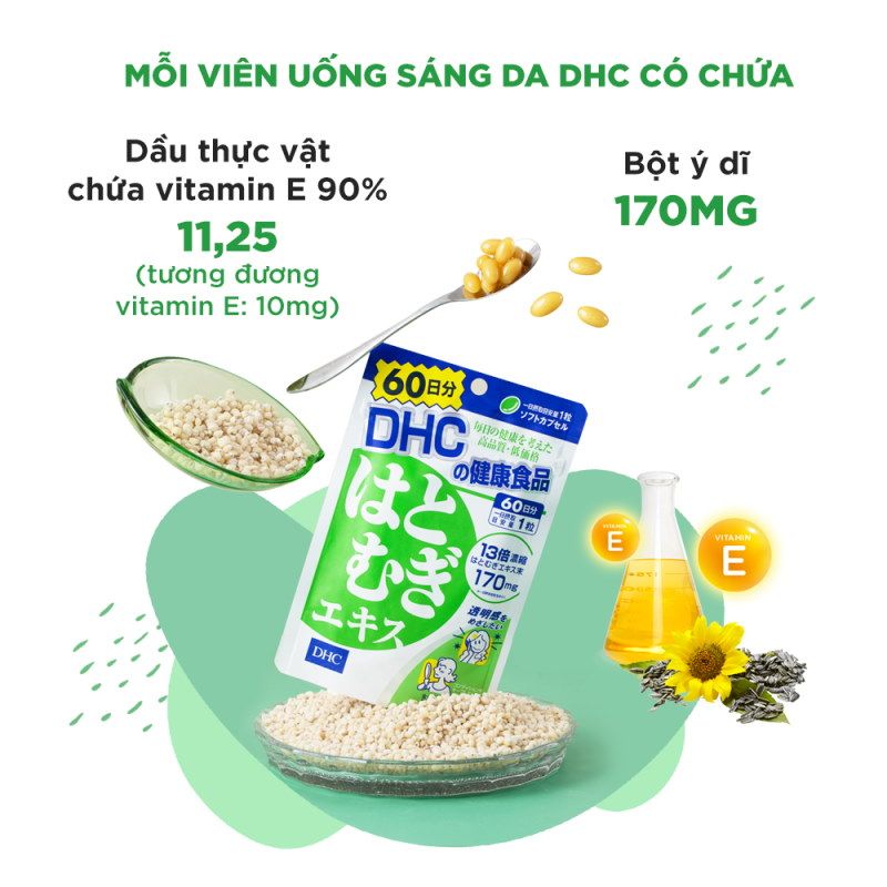 Viên Uống Trắng Da Từ Bột Ý Dĩ DHC Adlay Extract (30 Viên/30 Ngày)