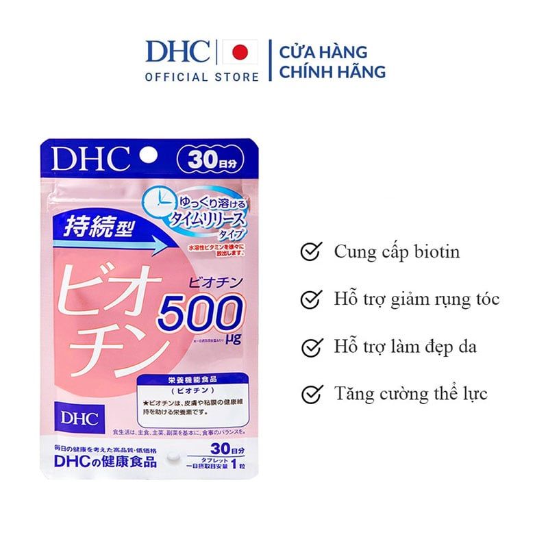 [Gói 30 Viên/30 Ngày] Viên Uống Ngăn Rụng Tóc, Hỗ Trợ Tăng Cường Thể Lực DHC Sustained Release Biotin